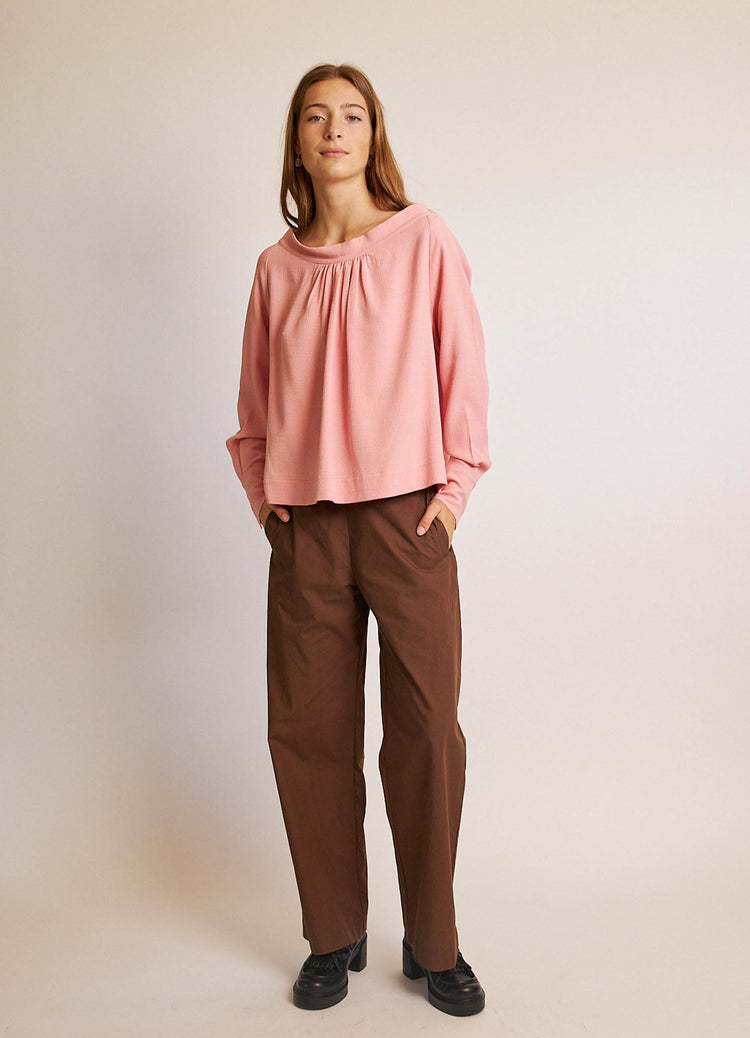City of Dreams Blouse - Pink Viscose Wool