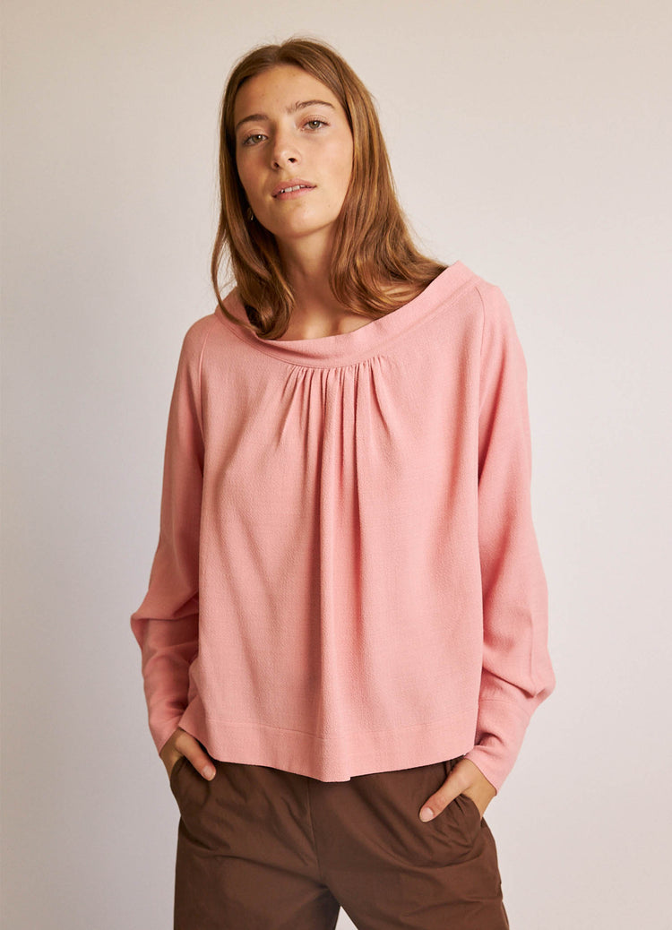 City of Dreams Blouse - Pink Viscose Wool