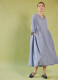 Dreaming With You Dress - Blue Washed Cotton Stripe