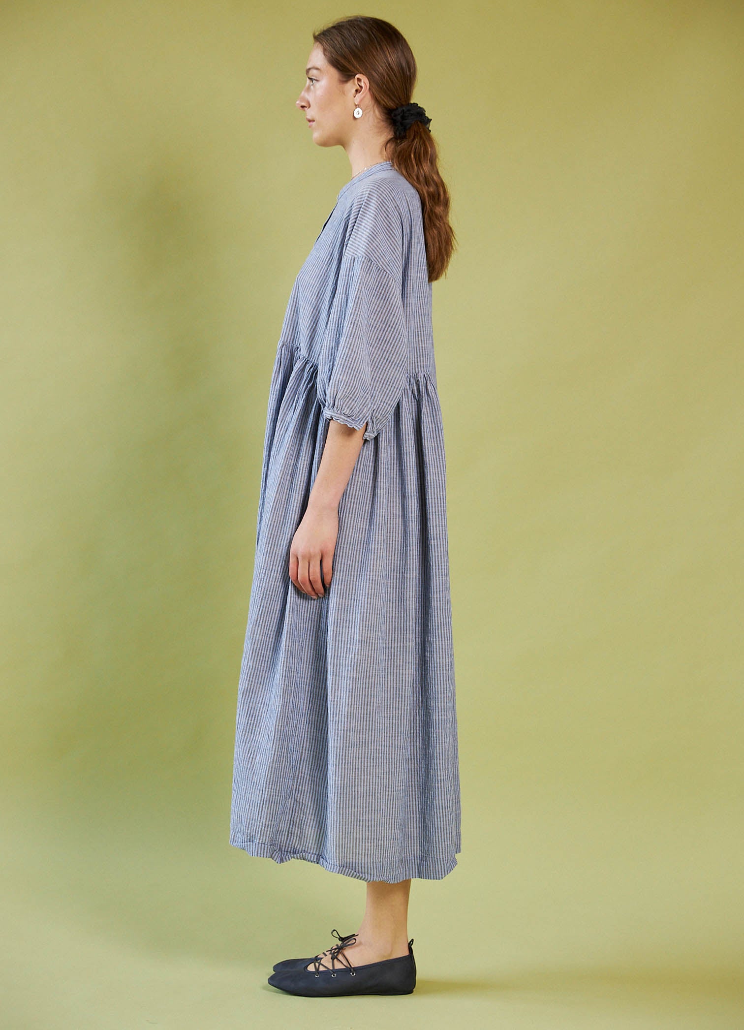 Dreaming With You Dress - Blue Washed Cotton Stripe