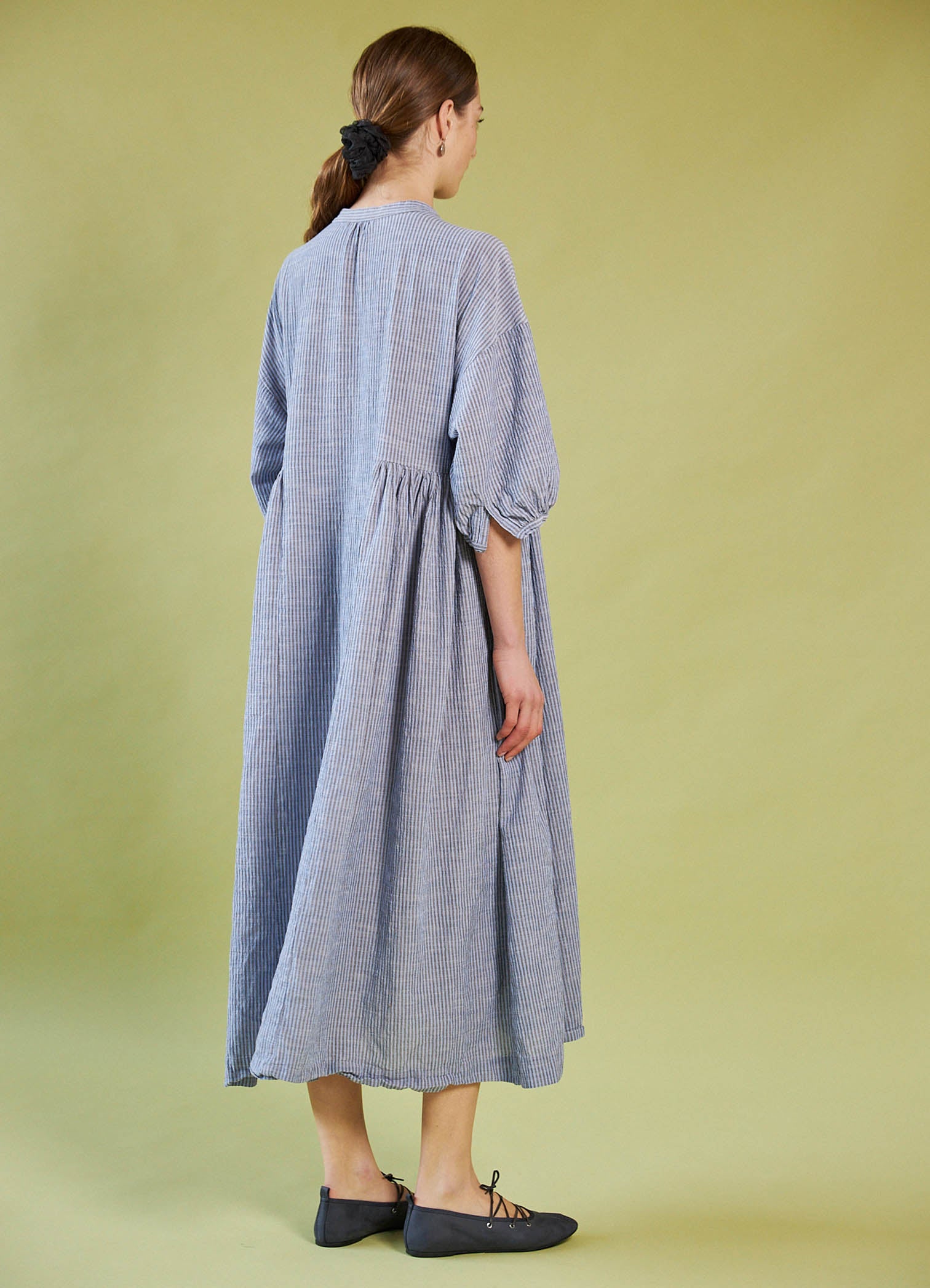 Dreaming With You Dress - Blue Washed Cotton Stripe