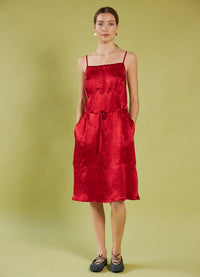 Dream a Little Dream Slip Dress - Red Washed Satin