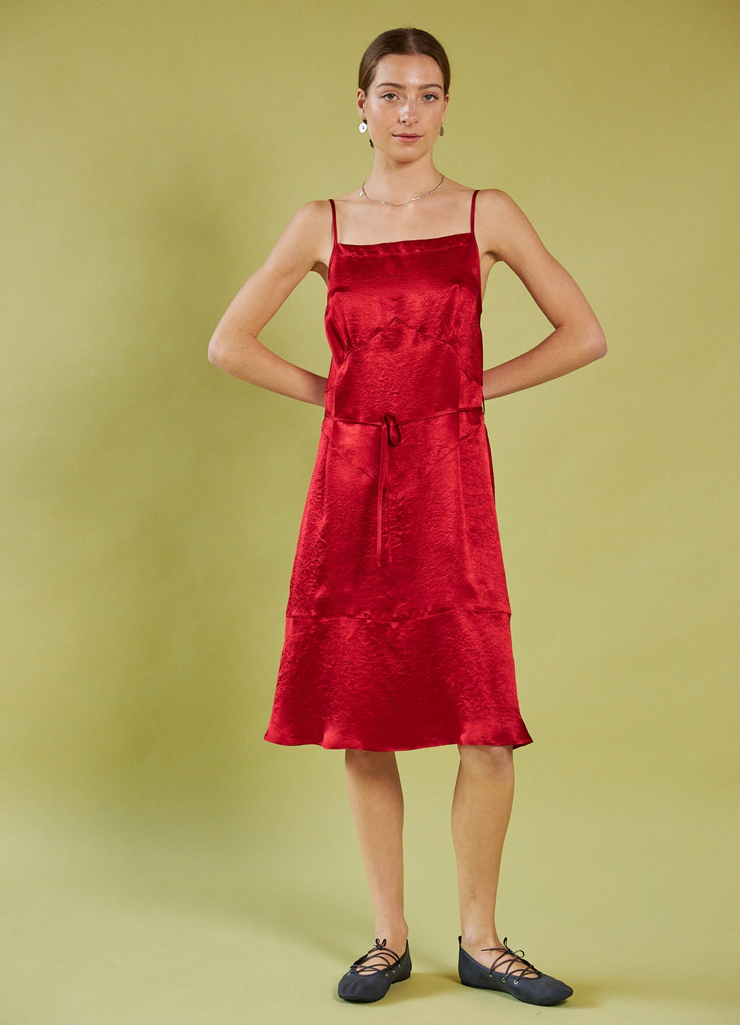 Dream a Little Dream Slip Dress - Red Washed Satin
