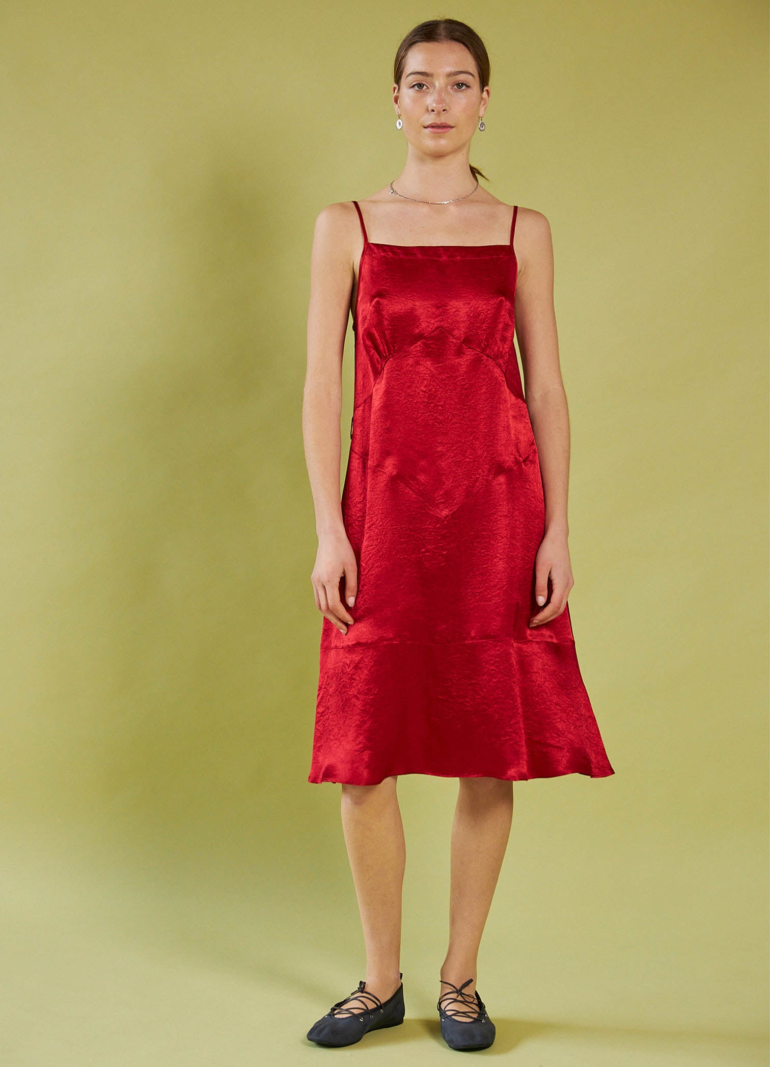 Dream a Little Dream Slip Dress - Red Washed Satin