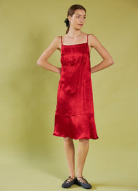 Dream a Little Dream Slip Dress - Red Washed Satin