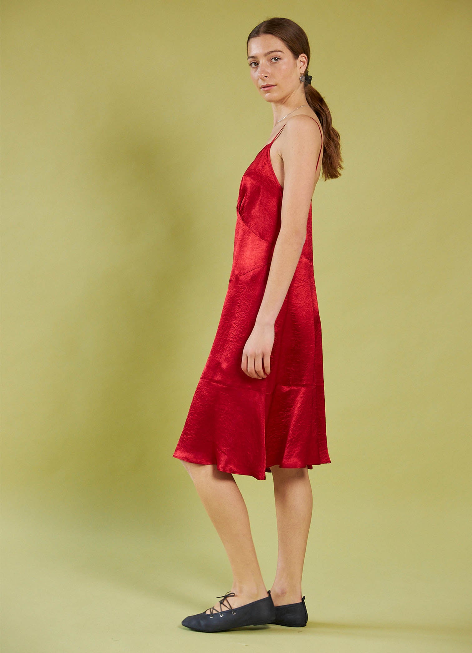 Dream a Little Dream Slip Dress - Red Washed Satin