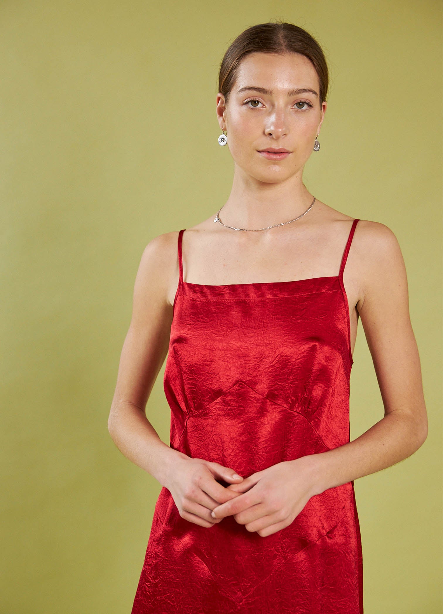 Dream a Little Dream Slip Dress - Red Washed Satin
