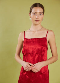 Dream a Little Dream Slip Dress - Red Washed Satin