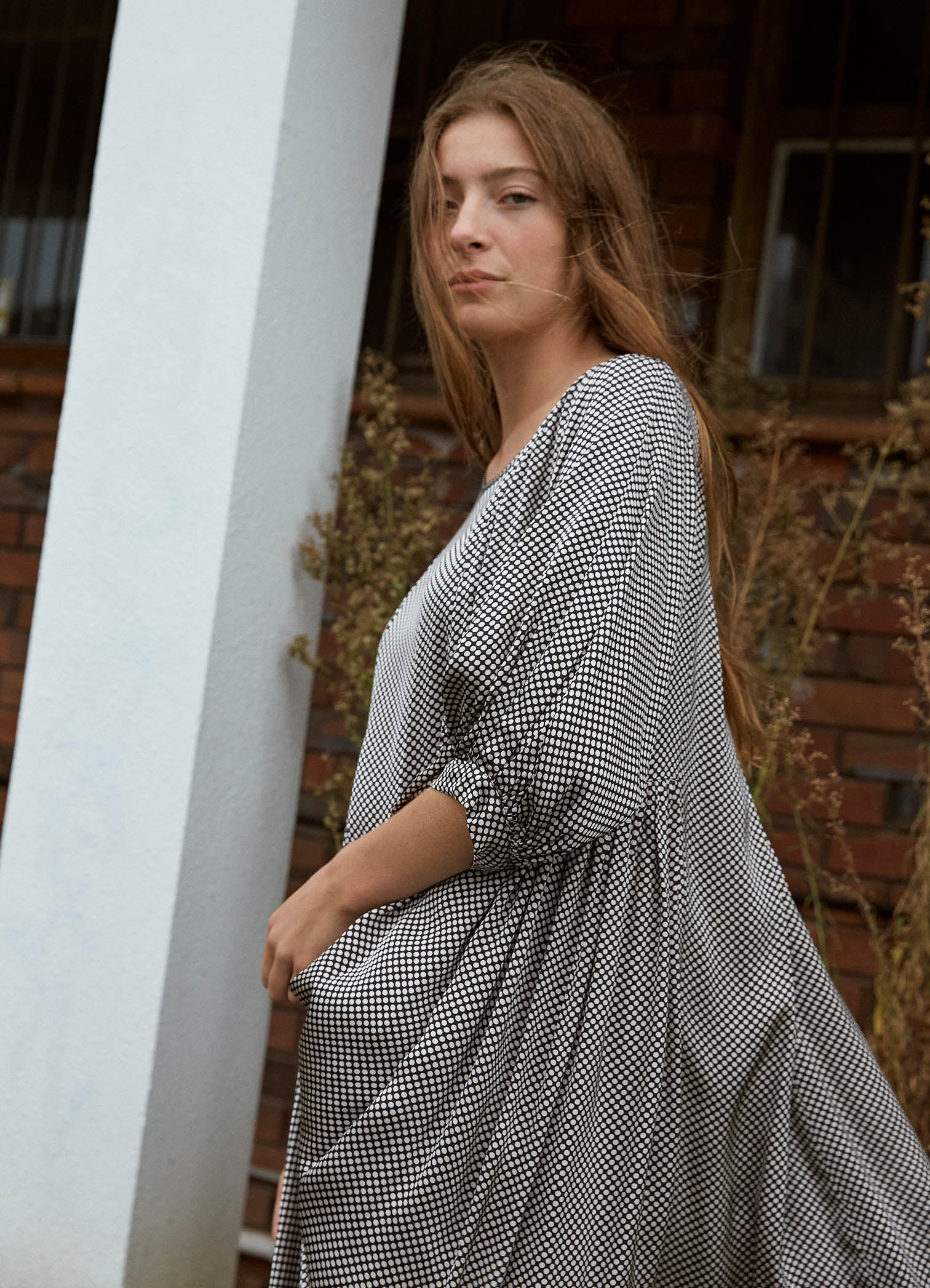 Happy All Day Dress - Spotty Satin Viscose LAST ONE