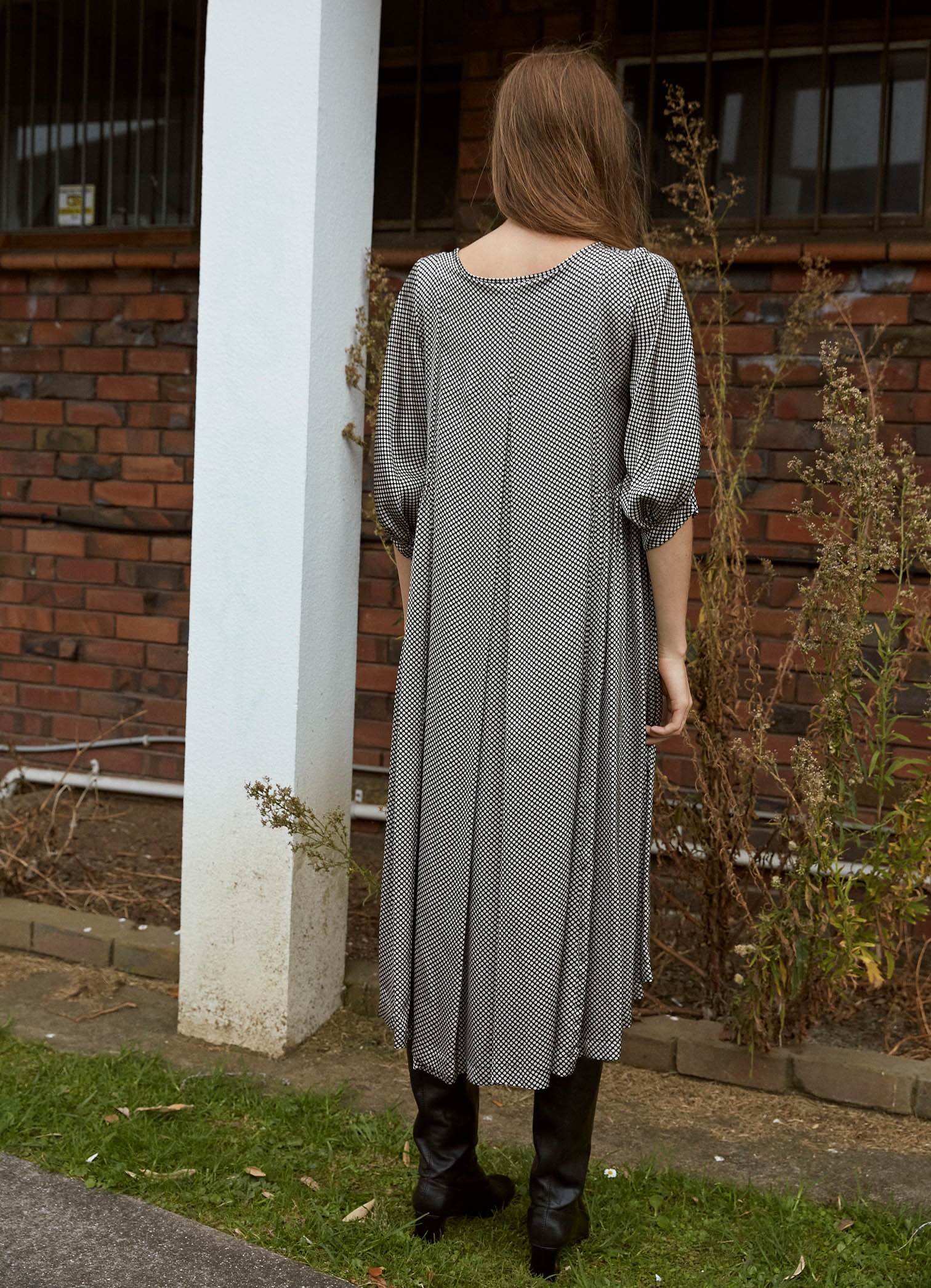 Happy All Day Dress - Spotty Satin Viscose LAST ONE