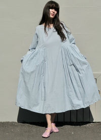 Happy All Night Dress - Pale Blue Check Cotton