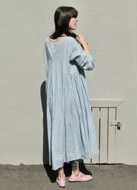 Happy All Night Dress - Pale Blue Check Cotton