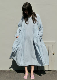 Happy All Night Dress - Pale Blue Check Cotton