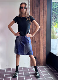 Love For Sale Skirt - Navy Printed Silk