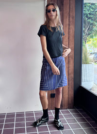 Love For Sale Skirt - Navy Printed Silk