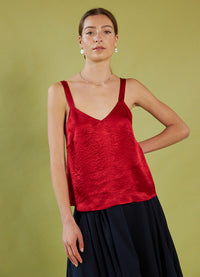 Live in Space Cami - Red Vintage Washed Satin