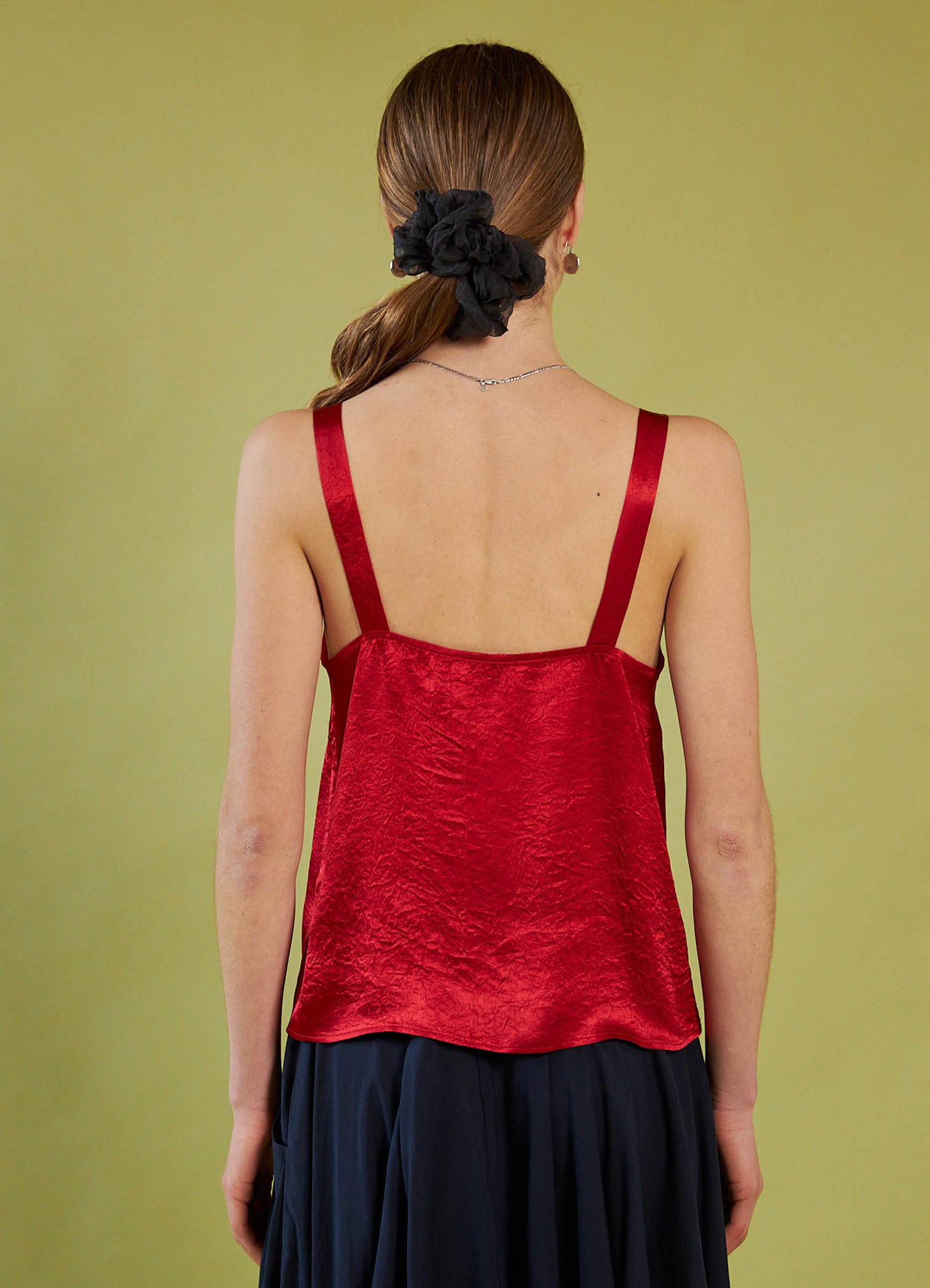 Live in Space Cami - Red Vintage Washed Satin