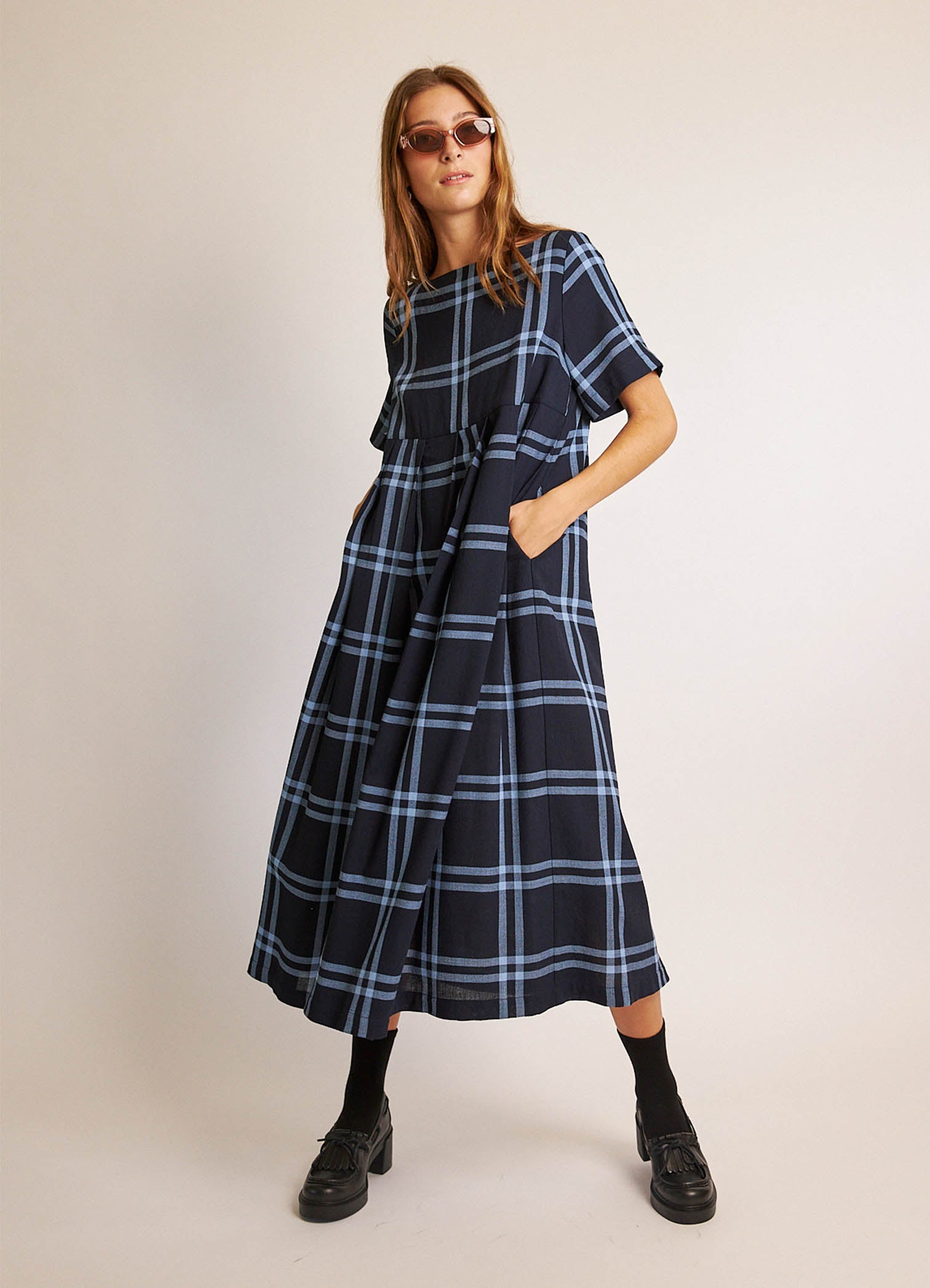 Love One Another Dress - Wool Viscose Check LAST ONE