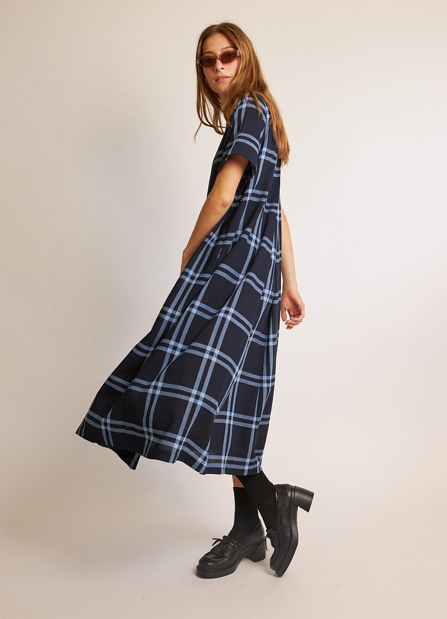 Love One Another Dress - Wool Viscose Check LAST ONE