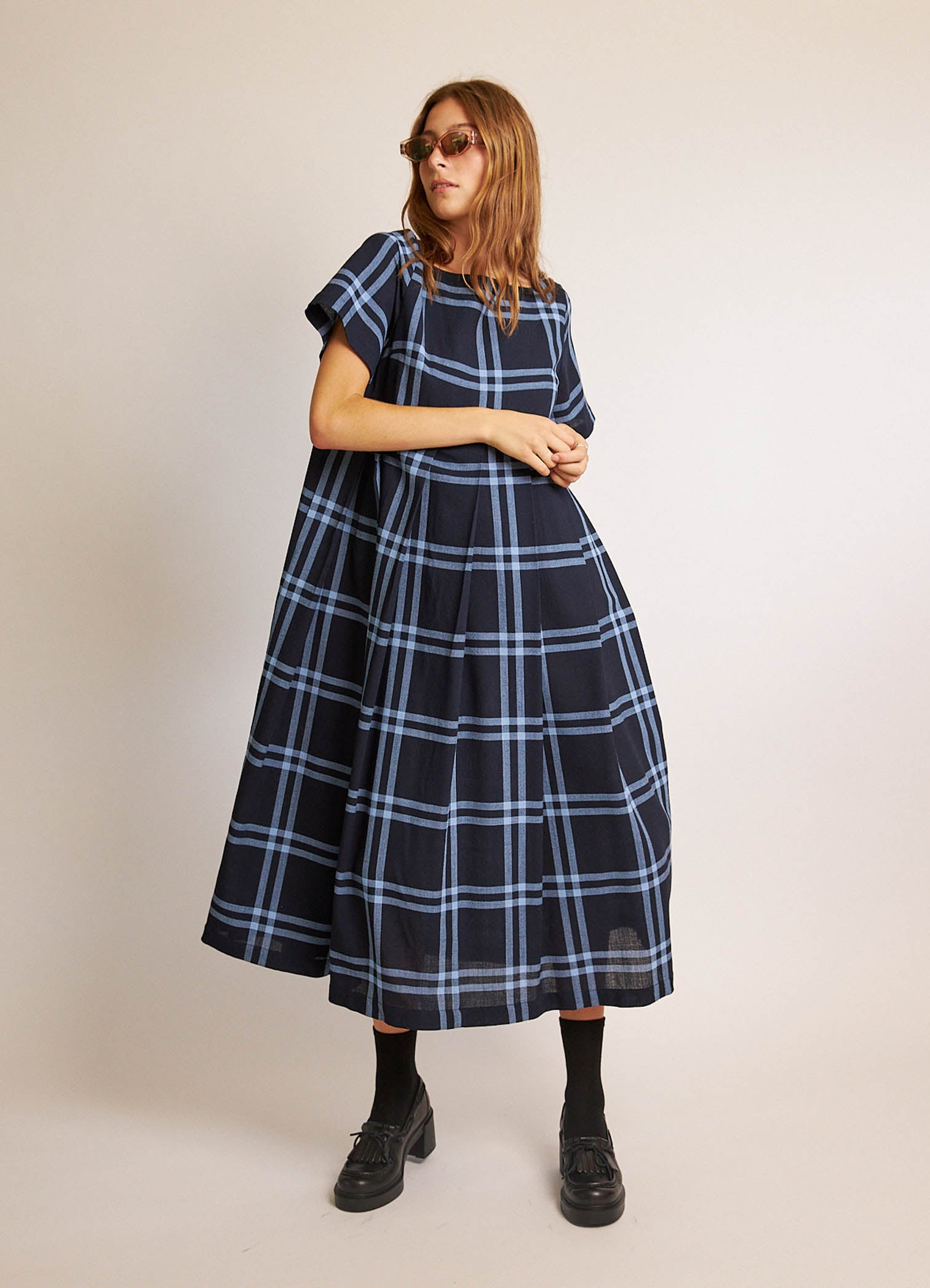 Love One Another Dress - Wool Viscose Check LAST ONE
