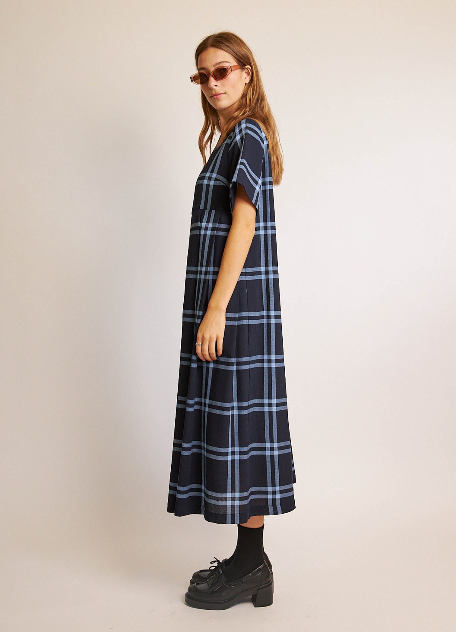 Love One Another Dress - Wool Viscose Check LAST ONE
