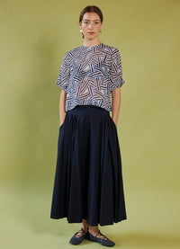 Moonlight Shadow Top - Blue Lines Silk