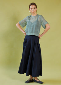 Moonlight Shadow Top - Green Dot Silk