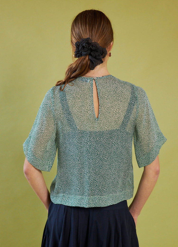 Moonlight Shadow Top - Green Dot Silk