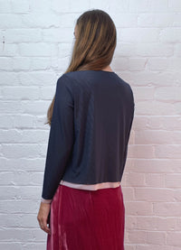 Space for Love Cardigan - Navy & Blush Mesh