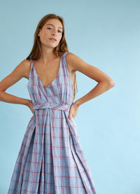 Nothing is Better Dress - Cornflower Check Cotton