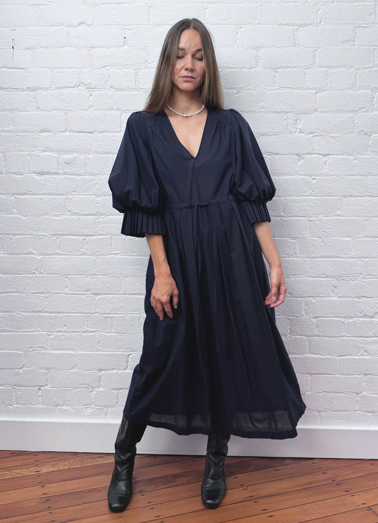 Road to Nowhere Dress - Navy Cotton