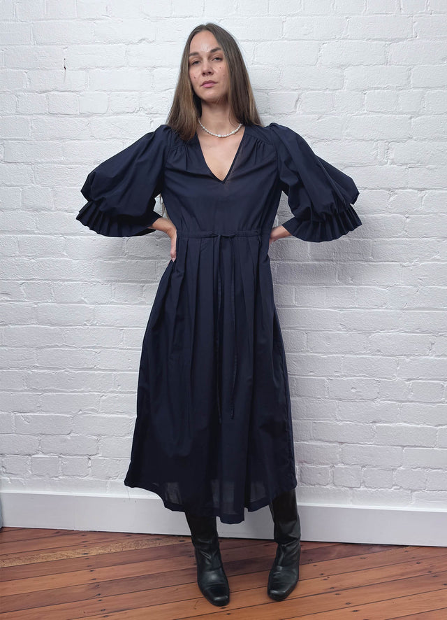 Road to Nowhere Dress - Navy Cotton