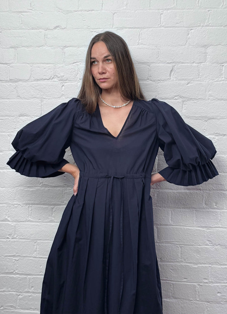 Road to Nowhere Dress - Navy Cotton