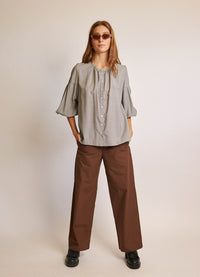 Passing of Time Blouse - Wool Silk Puppytooth