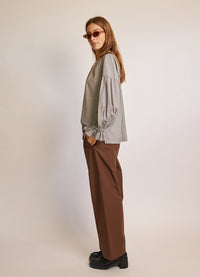 Passing of Time Blouse - Wool Silk Puppytooth