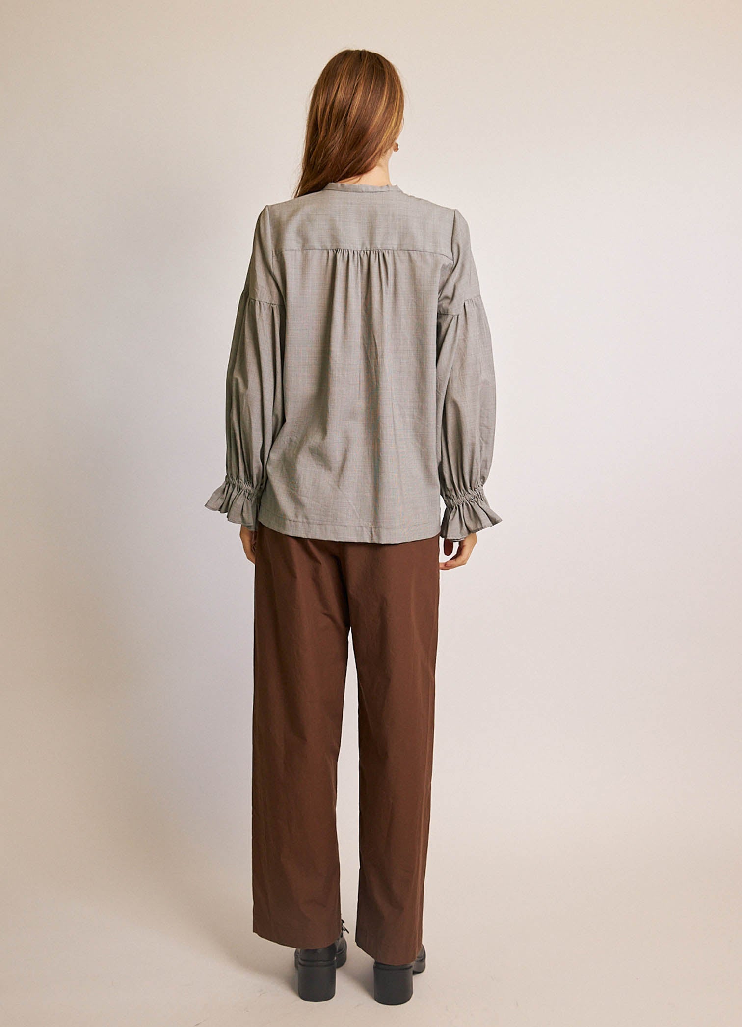 Passing of Time Blouse - Wool Silk Puppytooth