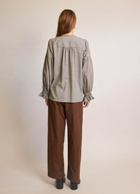 Passing of Time Blouse - Wool Silk Puppytooth