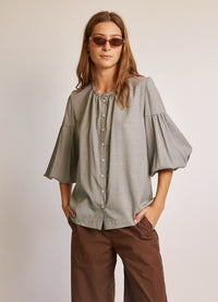 Passing of Time Blouse - Wool Silk Puppytooth