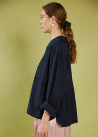 Peter Pan Shirt - French Navy Tencel Cotton