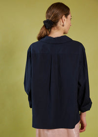 Peter Pan Shirt - French Navy Tencel Cotton