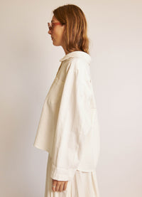 Peter Pan Shirt - Textured White Cotton