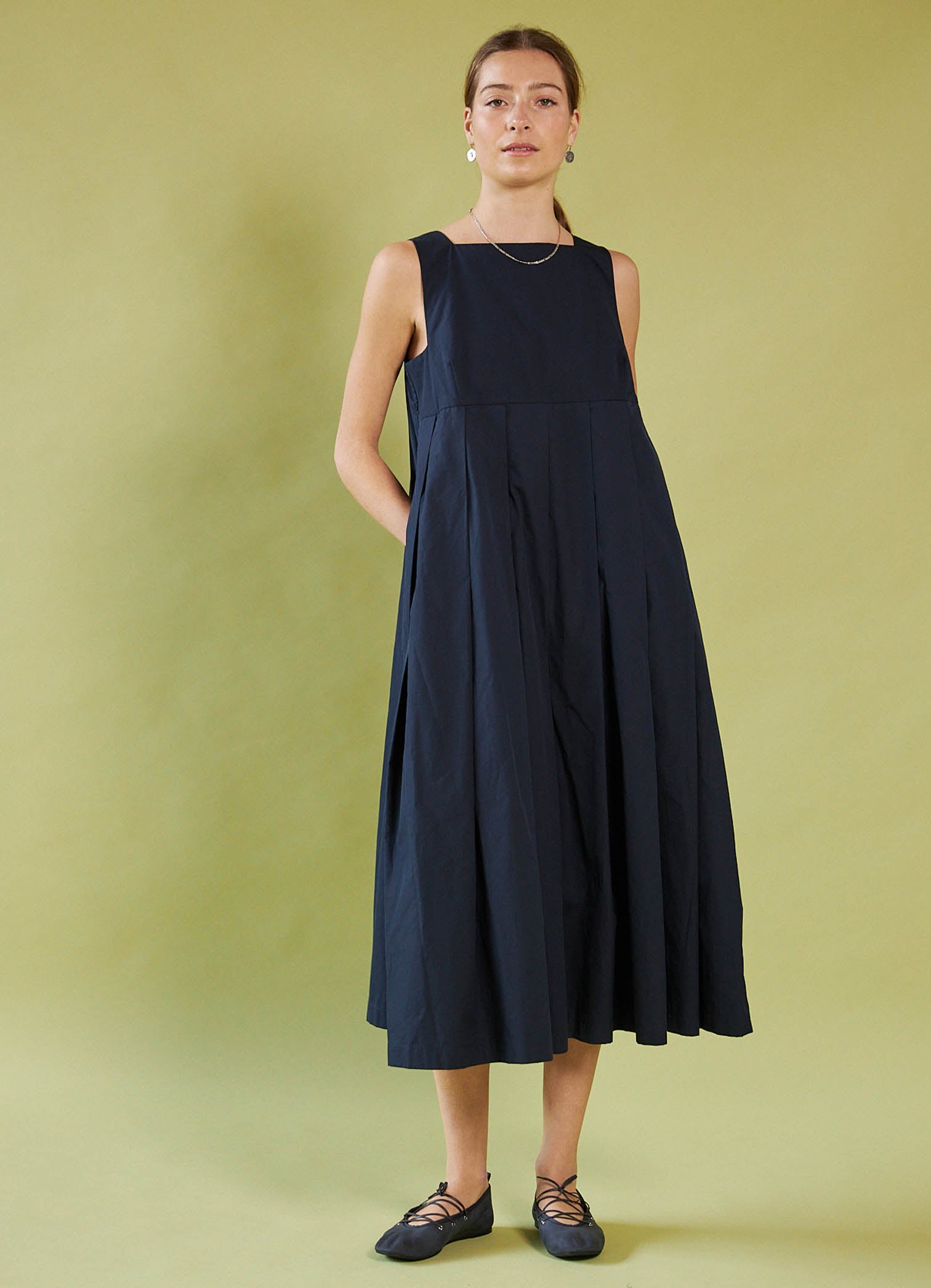 Reason to Believe Dress - French Navy Tencel Cotton