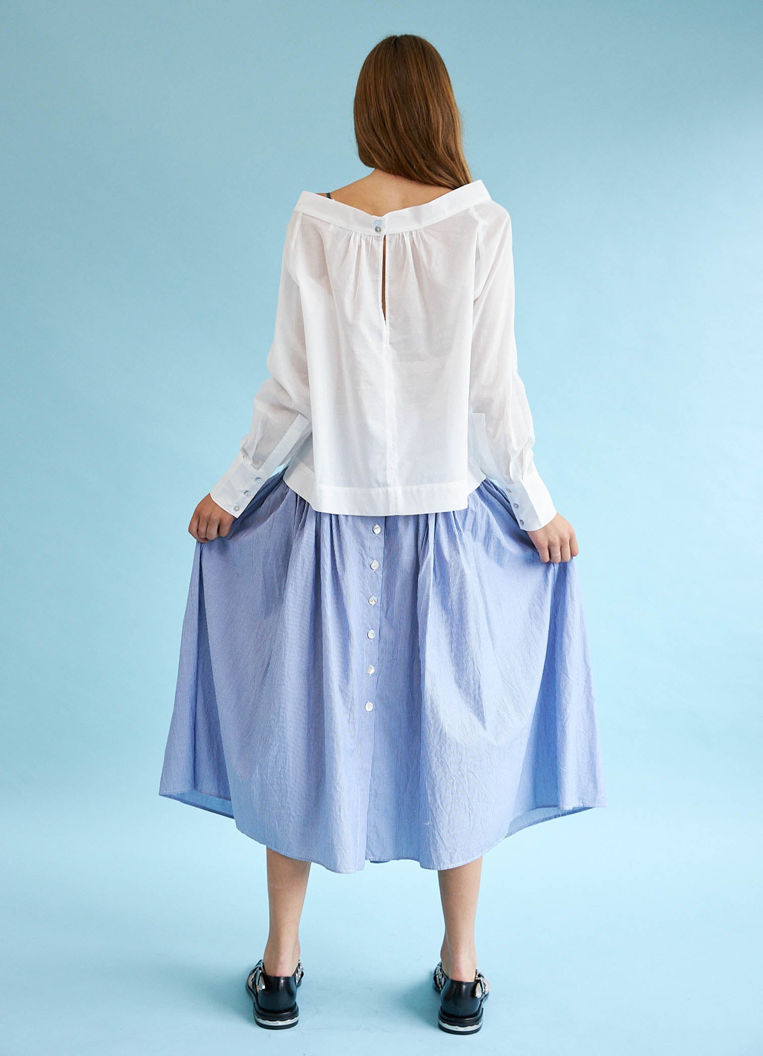 Sing It Loud Reversible Skirt - Cotton Pinstripe