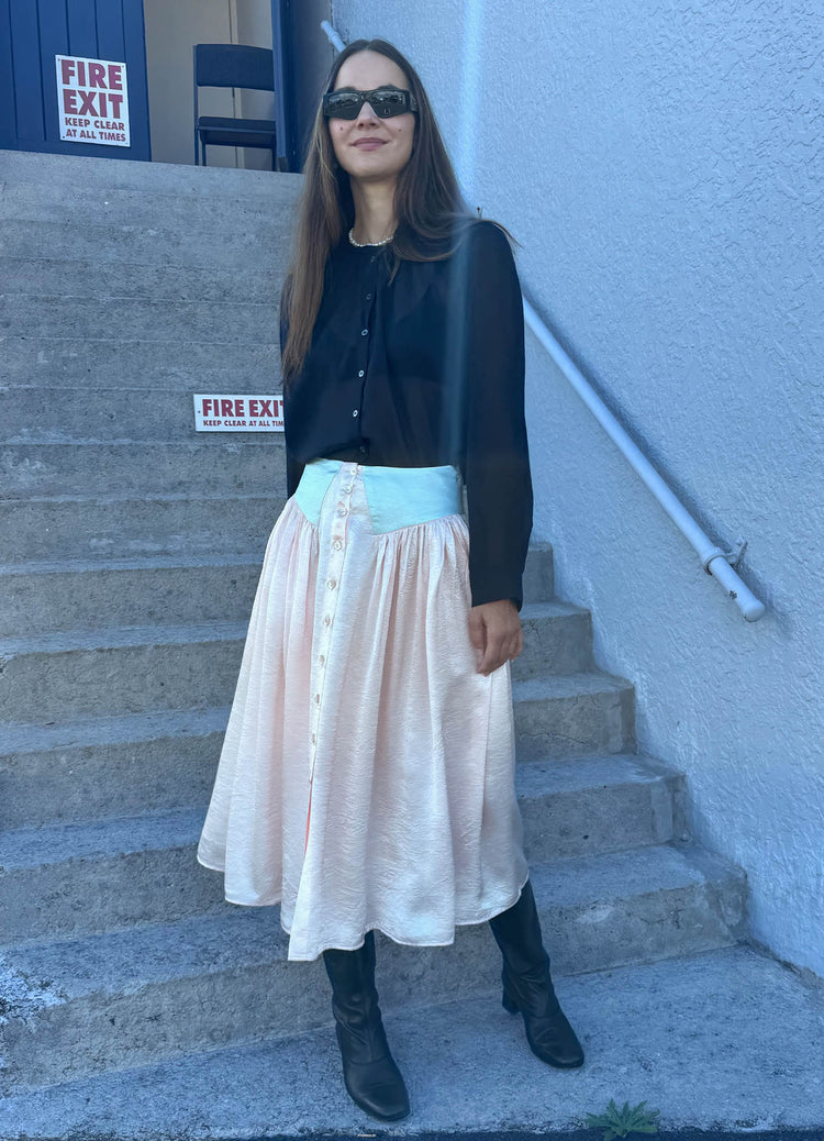 Sing It Loud Reversible Skirt - Blush Washed Satin