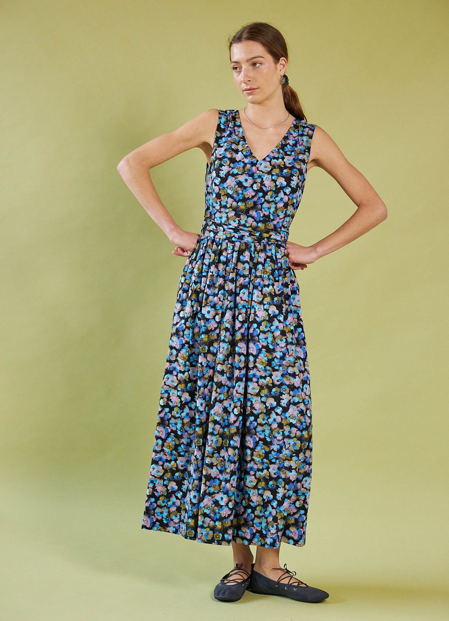 Smell of the Sea Dress - Acid Pansy Cotton