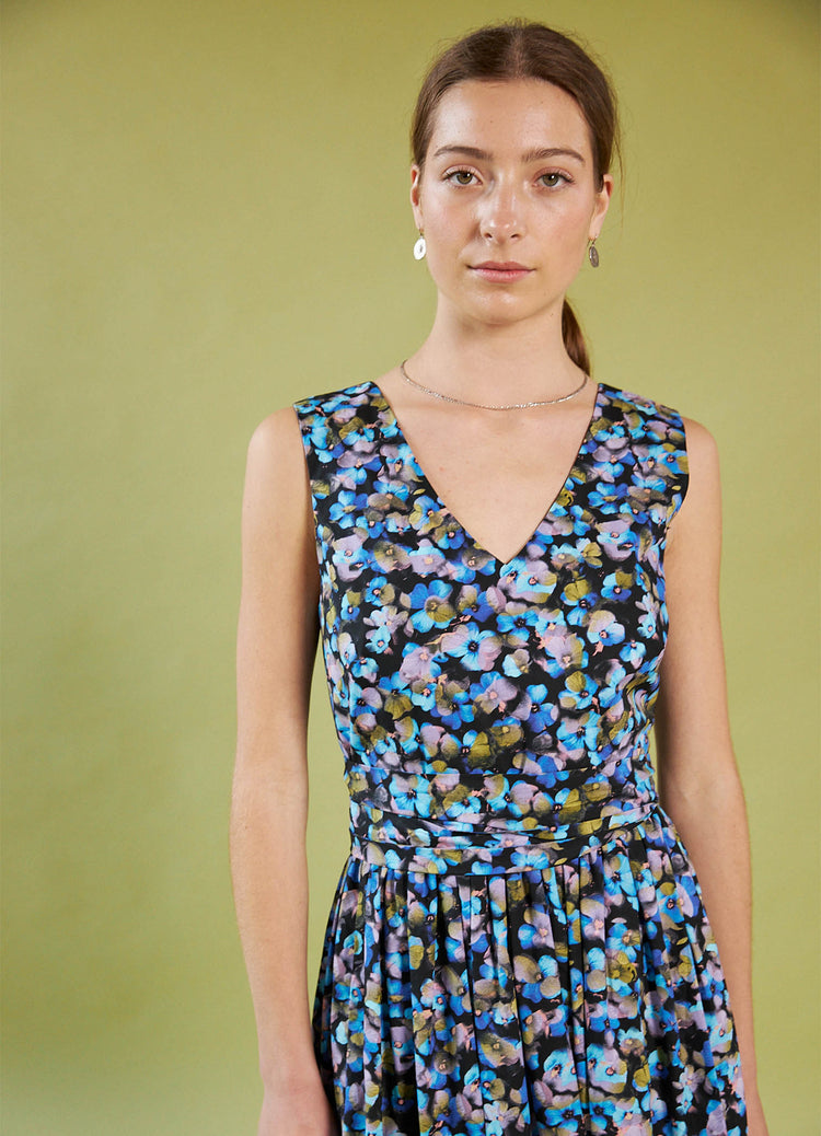 Smell of the Sea Dress - Acid Pansy Cotton