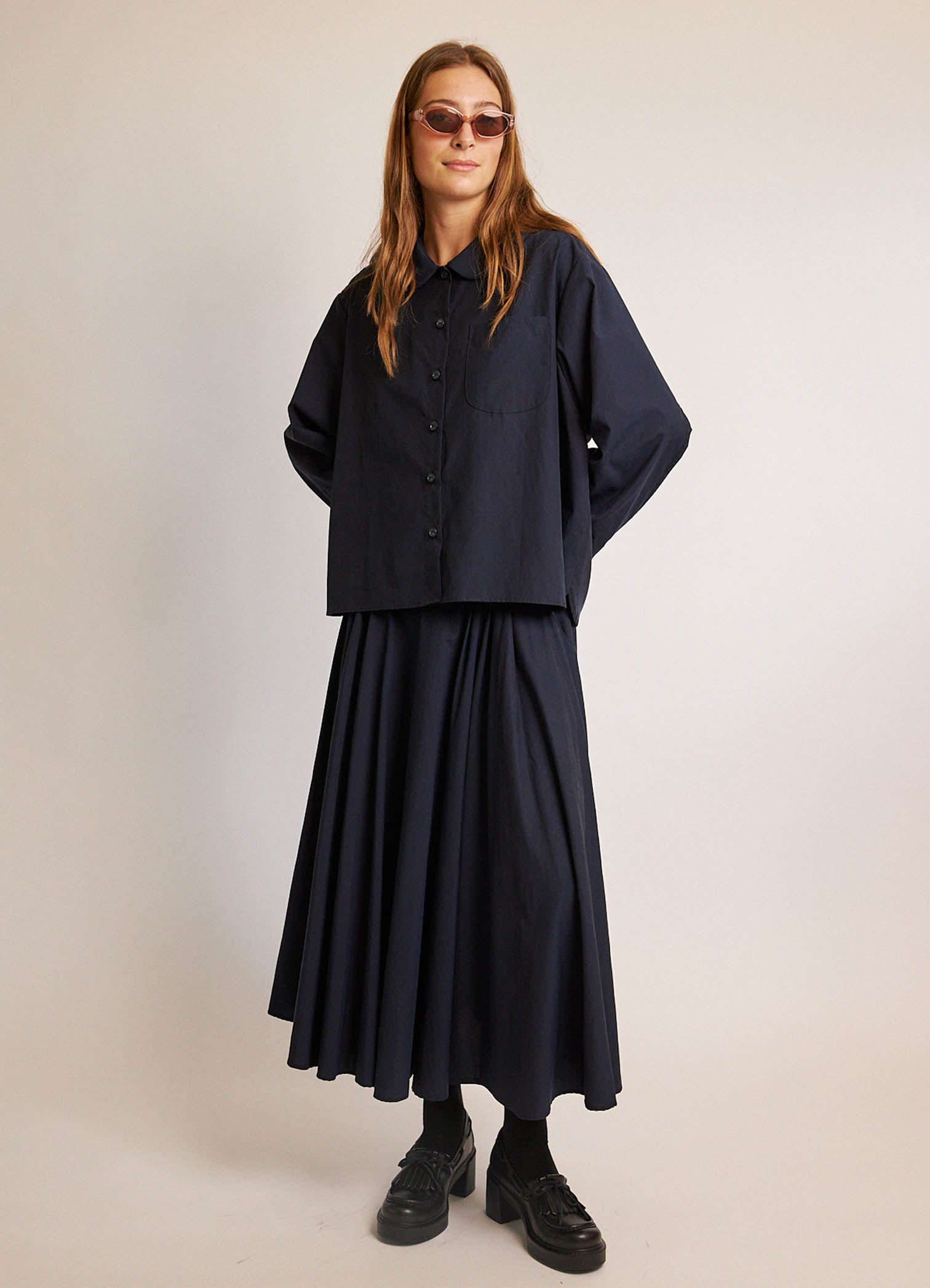 Some People Say Skirt - French Navy Tencel Cotton