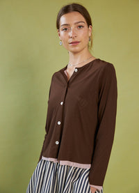 Space for Love Cardigan - Chocolate & Blush Mesh