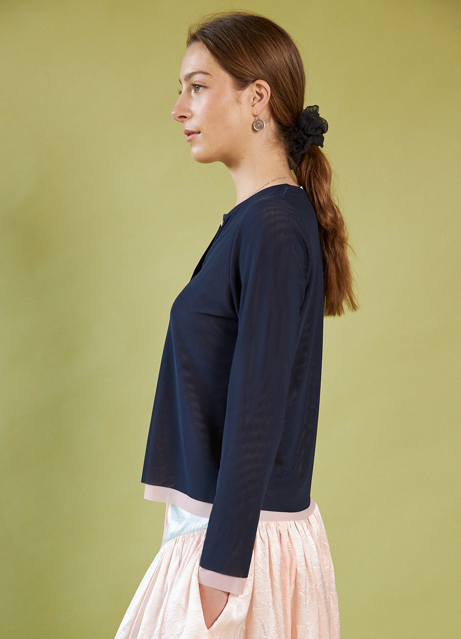 Space for Love Cardigan - Navy & Blush Mesh