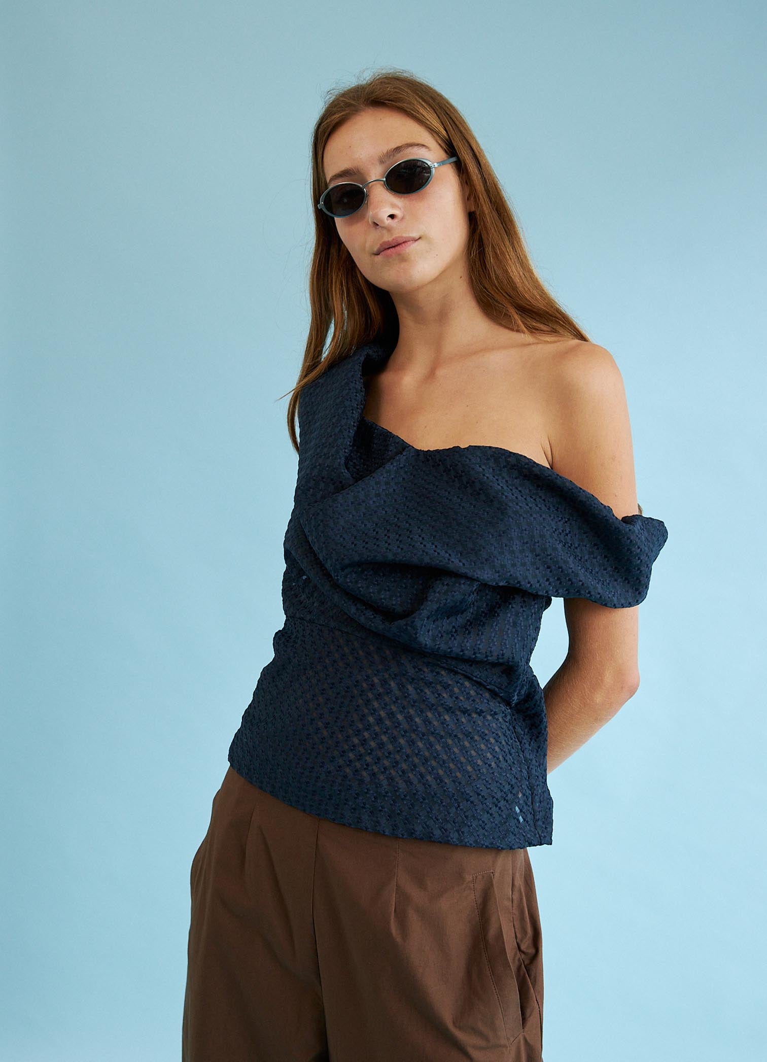 Stay Up Late Top - Navy Basketweave